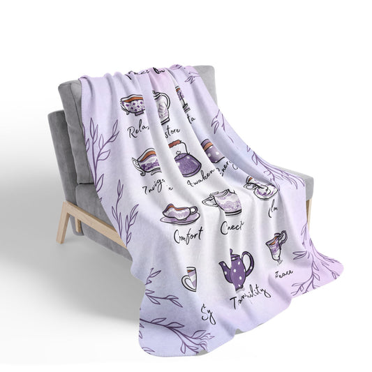 Lilac Tea Emotions Cozy Fleece Sherpa Blanket