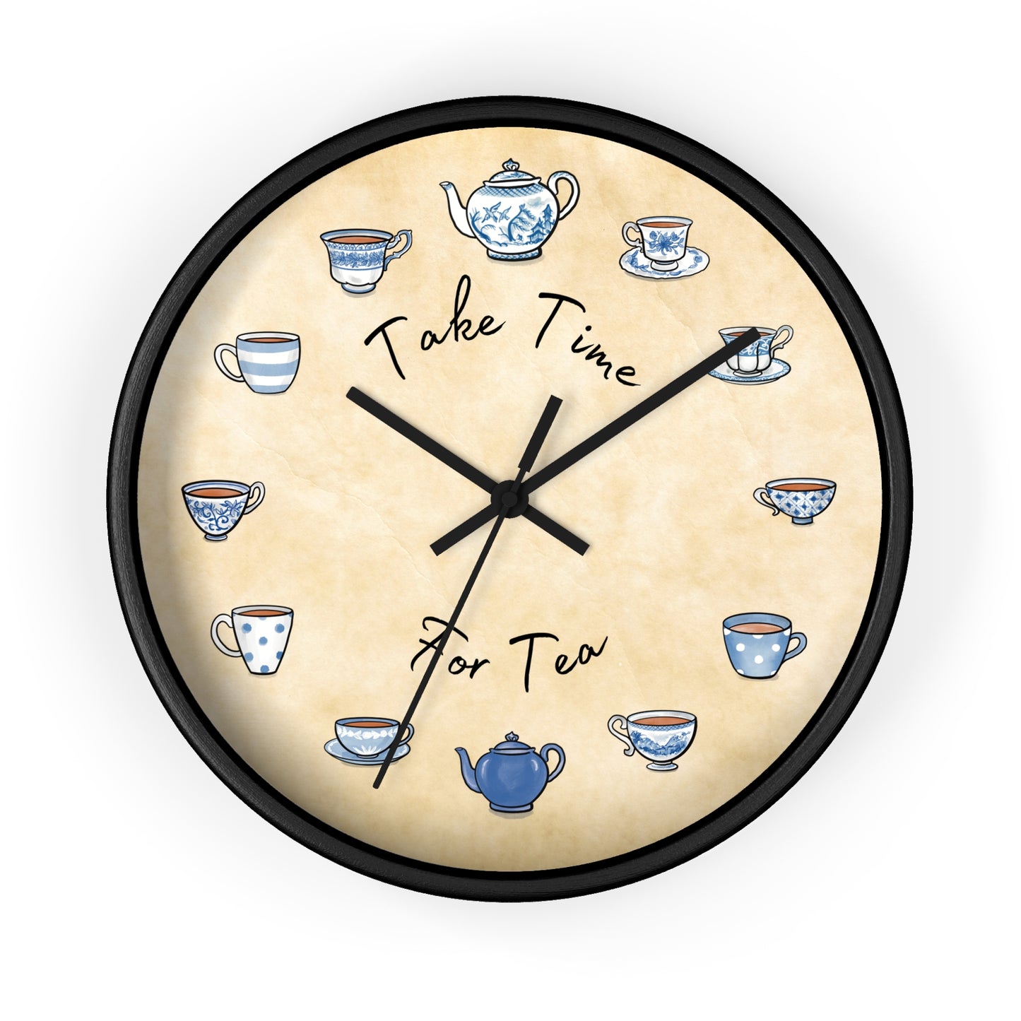 Take Time for Tea Blue Teacups Wall Clock