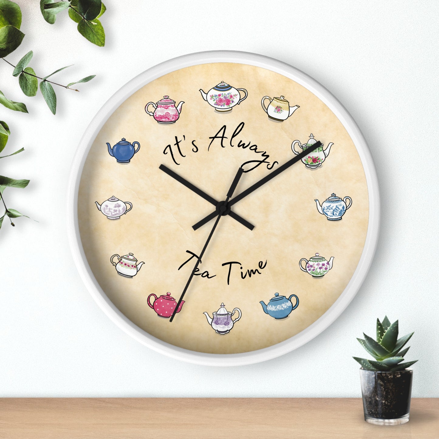 Always Tea Time Teapots Wall Clock