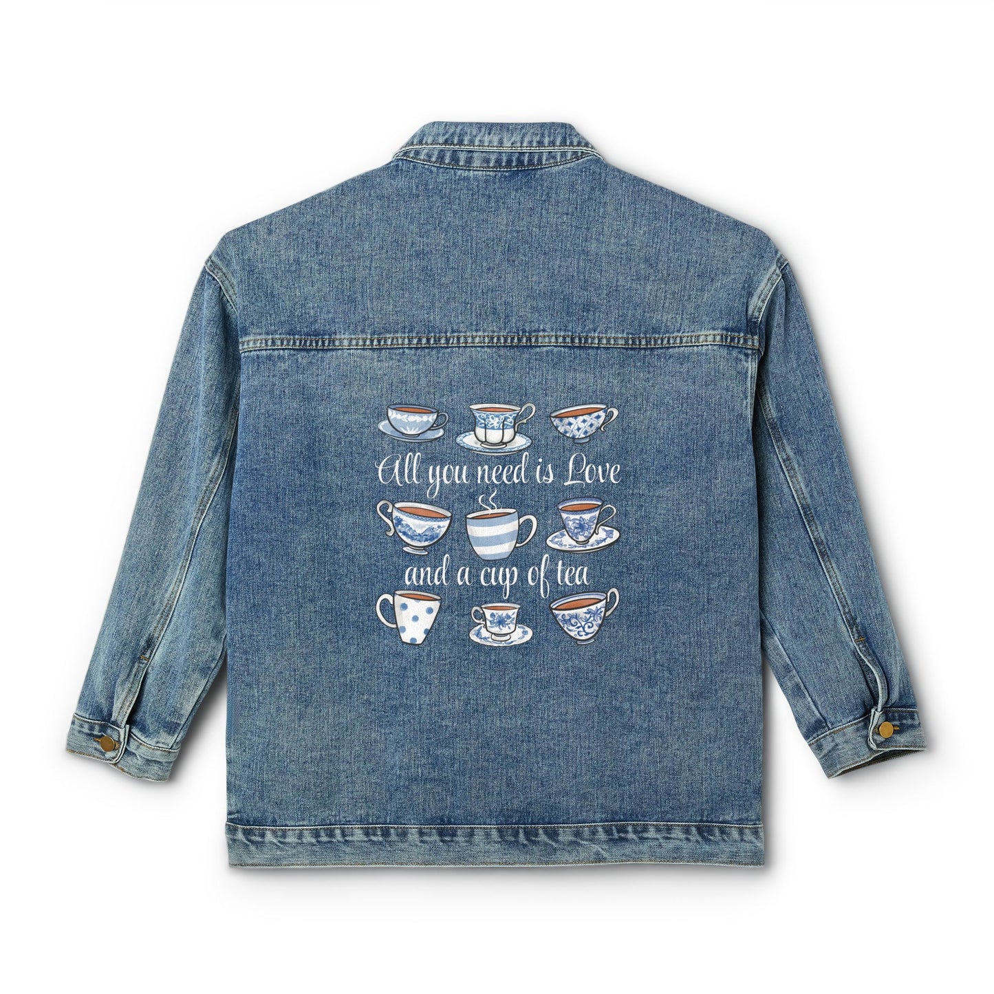 Love and Tea Blue Teacups Denim Jacket