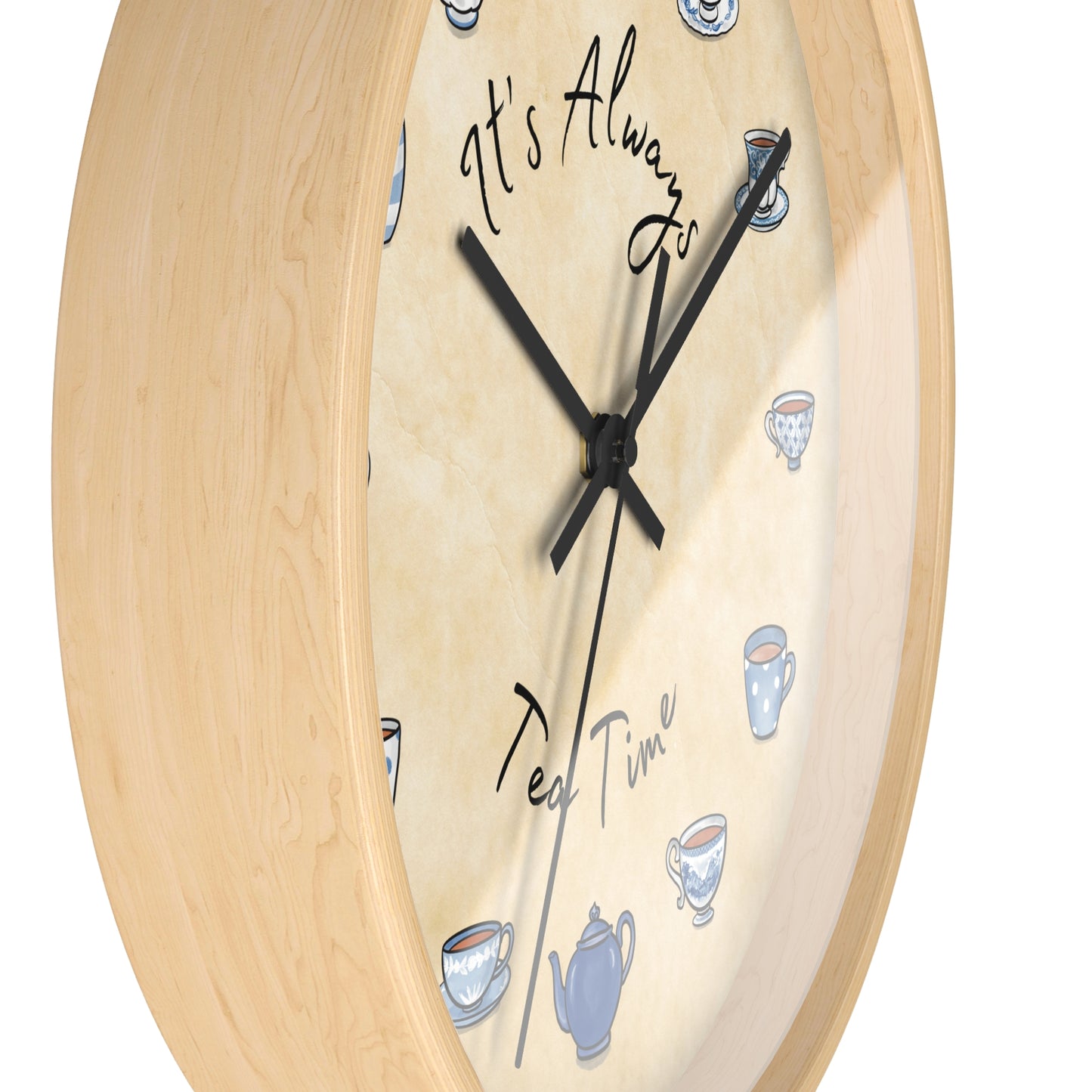 Always Tea Time Blue and White Teacups Wall Clock