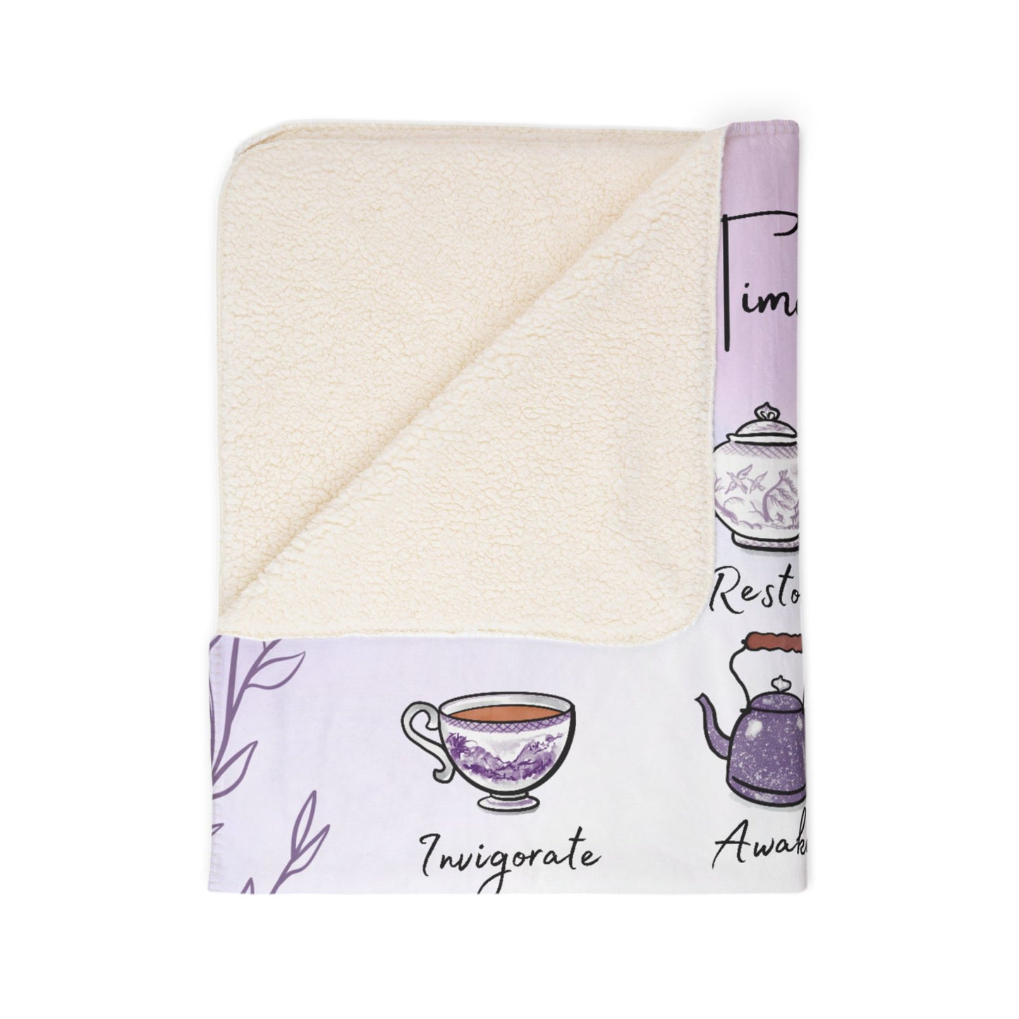 Lilac Tea Emotions Cozy Fleece Sherpa Blanket