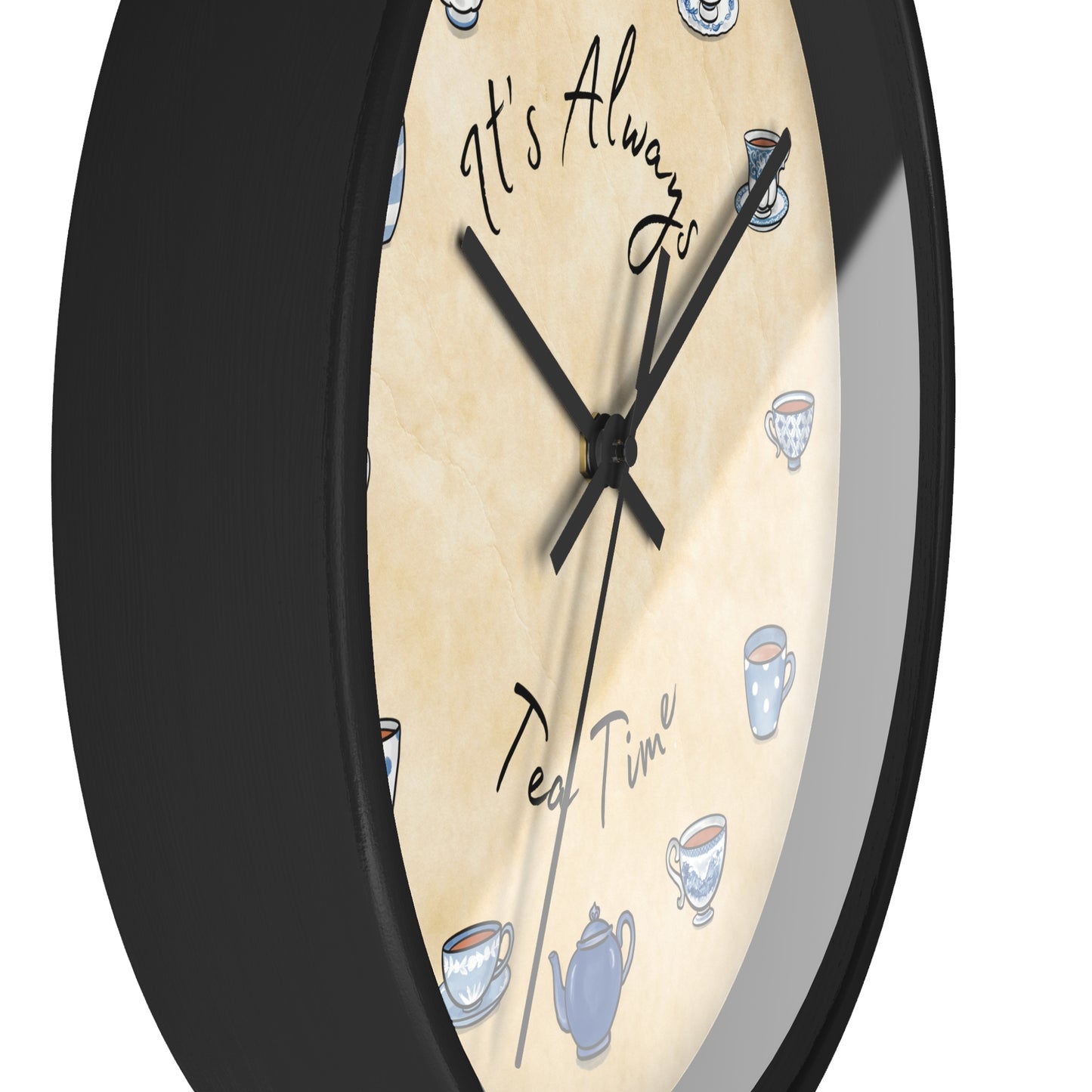 Always Tea Time Blue and White Teacups Wall Clock