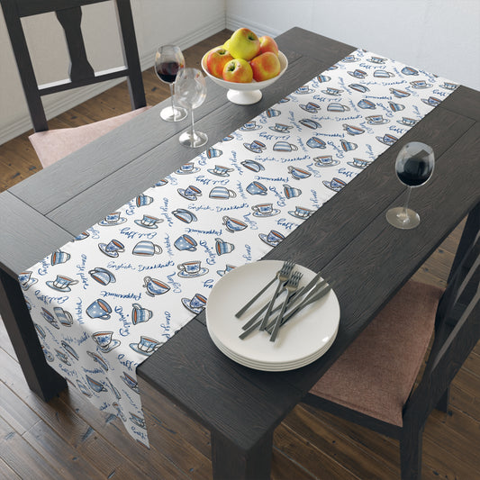 Blue and White Teacups Table Runner