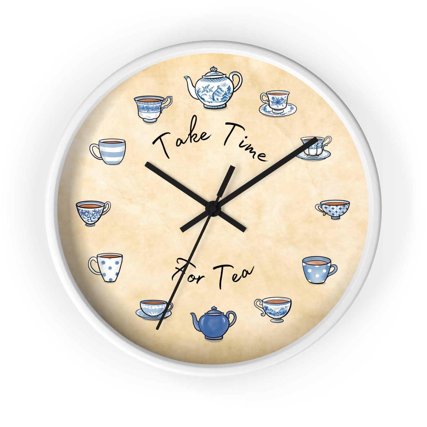 Take Time for Tea Blue Teacups Wall Clock
