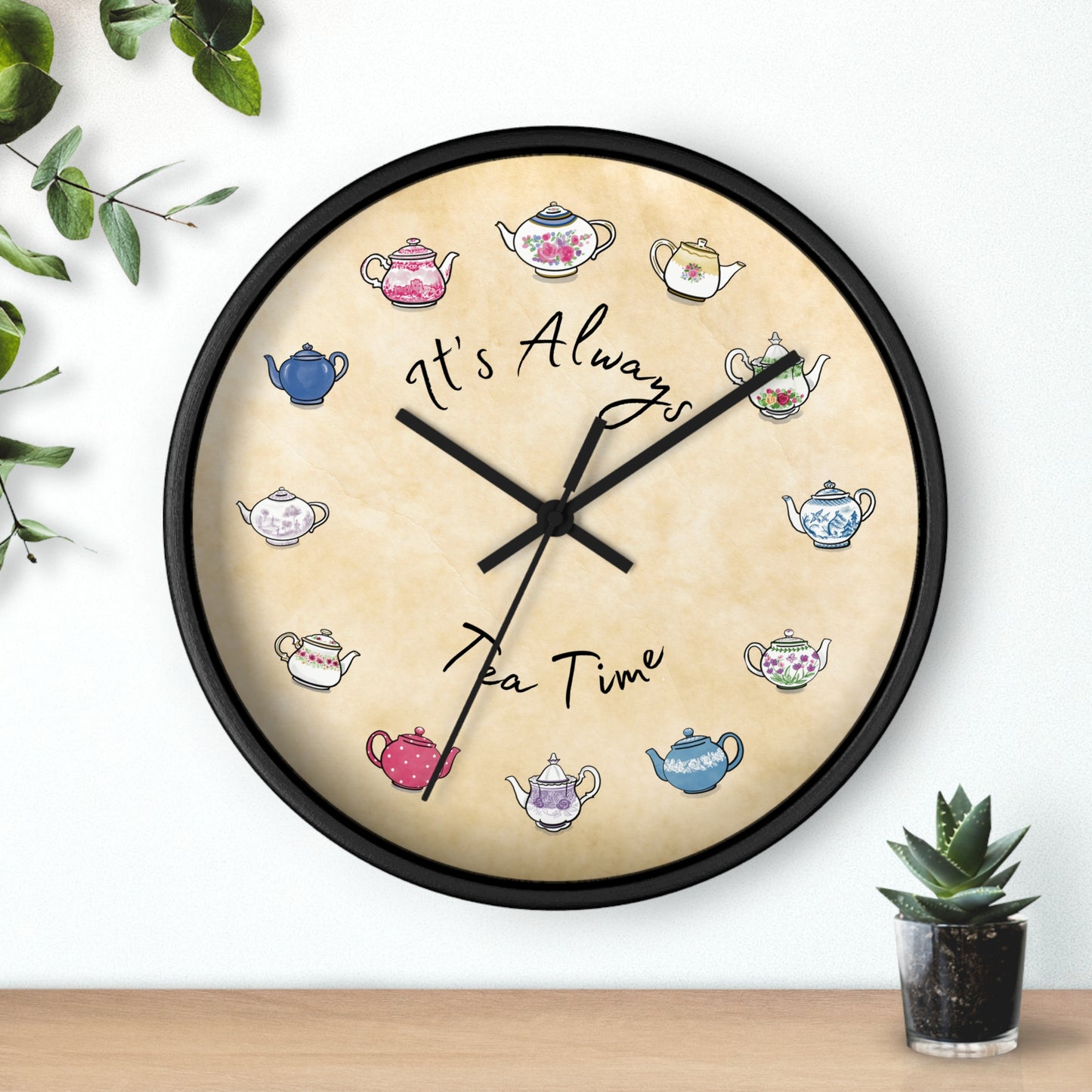 Always Tea Time Teapots Wall Clock