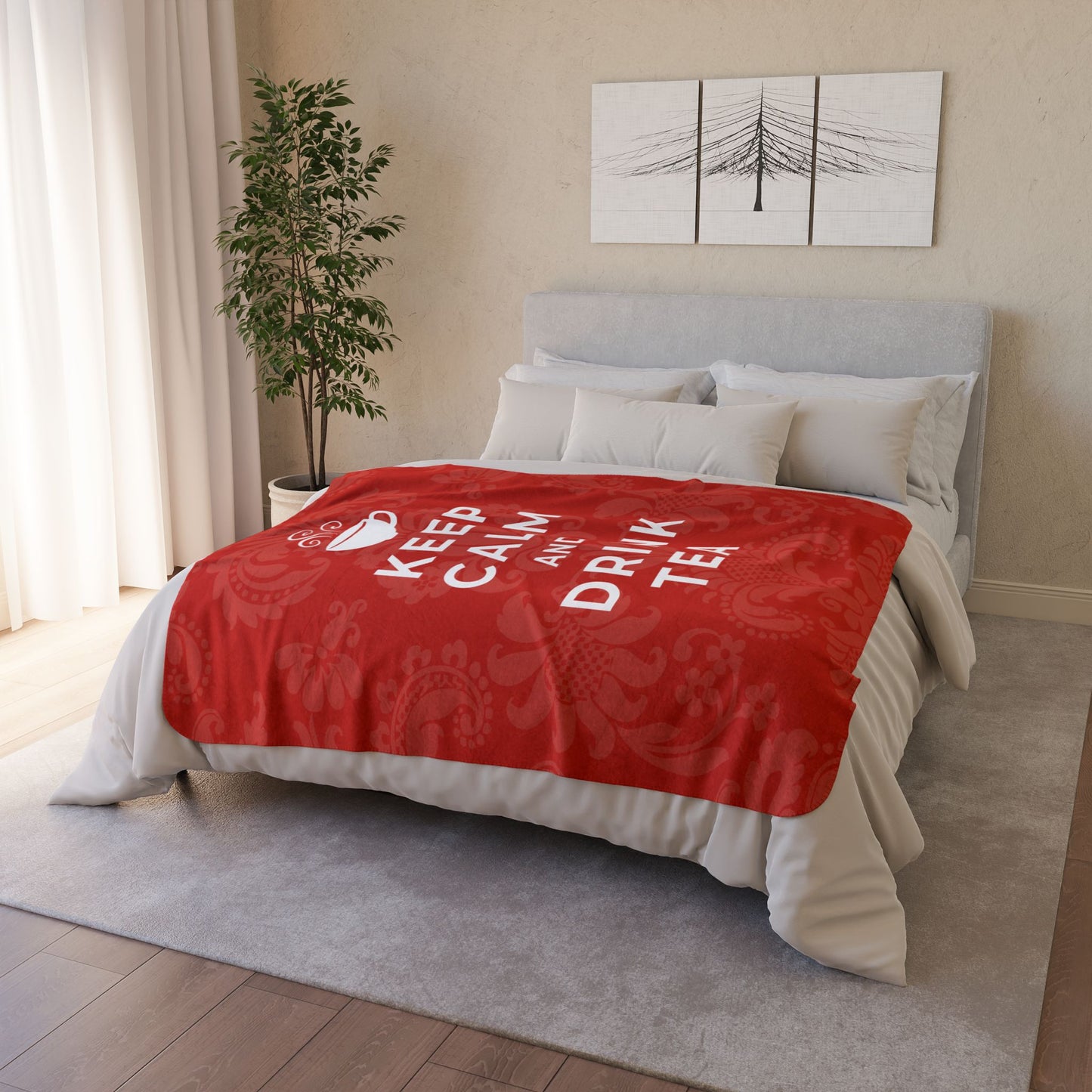 Keep Calm Red Cozy Fleece Sherpa Blanket
