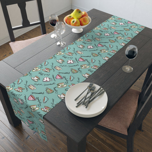 Colorful Teacups Table Runner