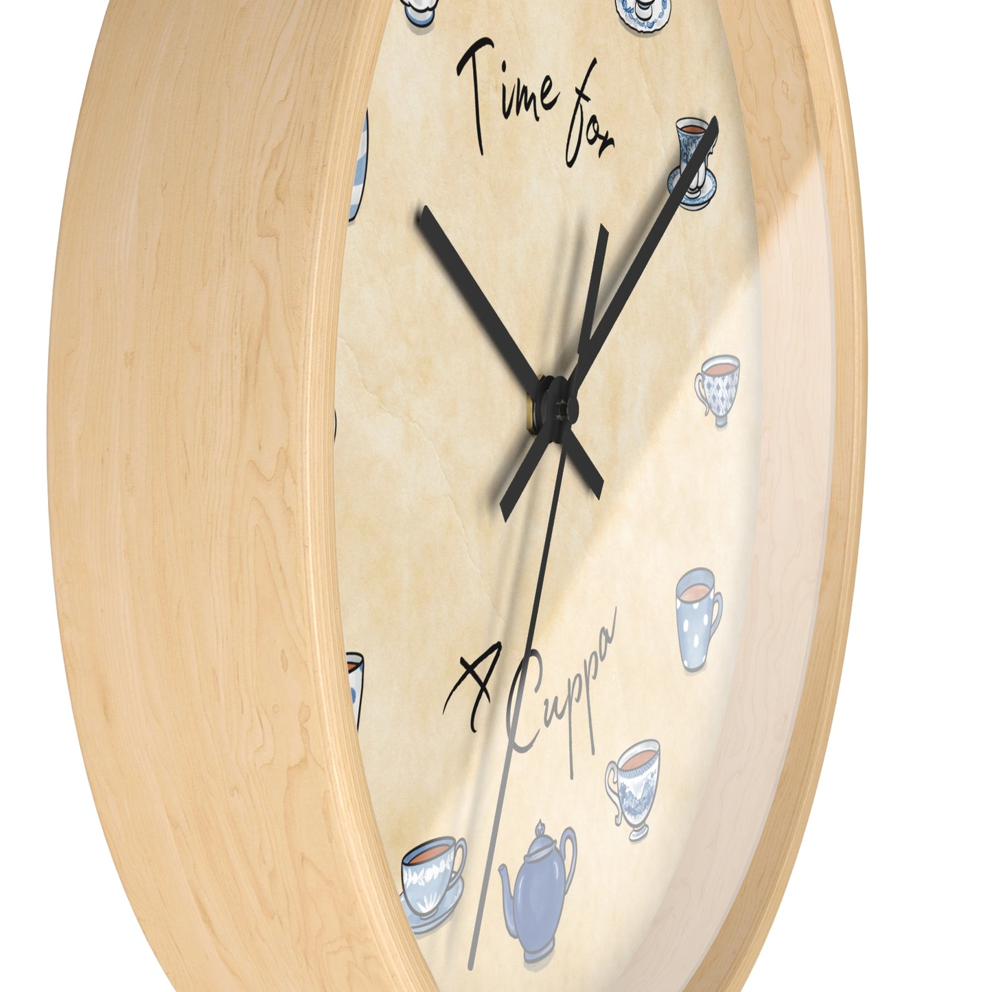 Time for a Cuppa Blue and White Teacups Wall Clock