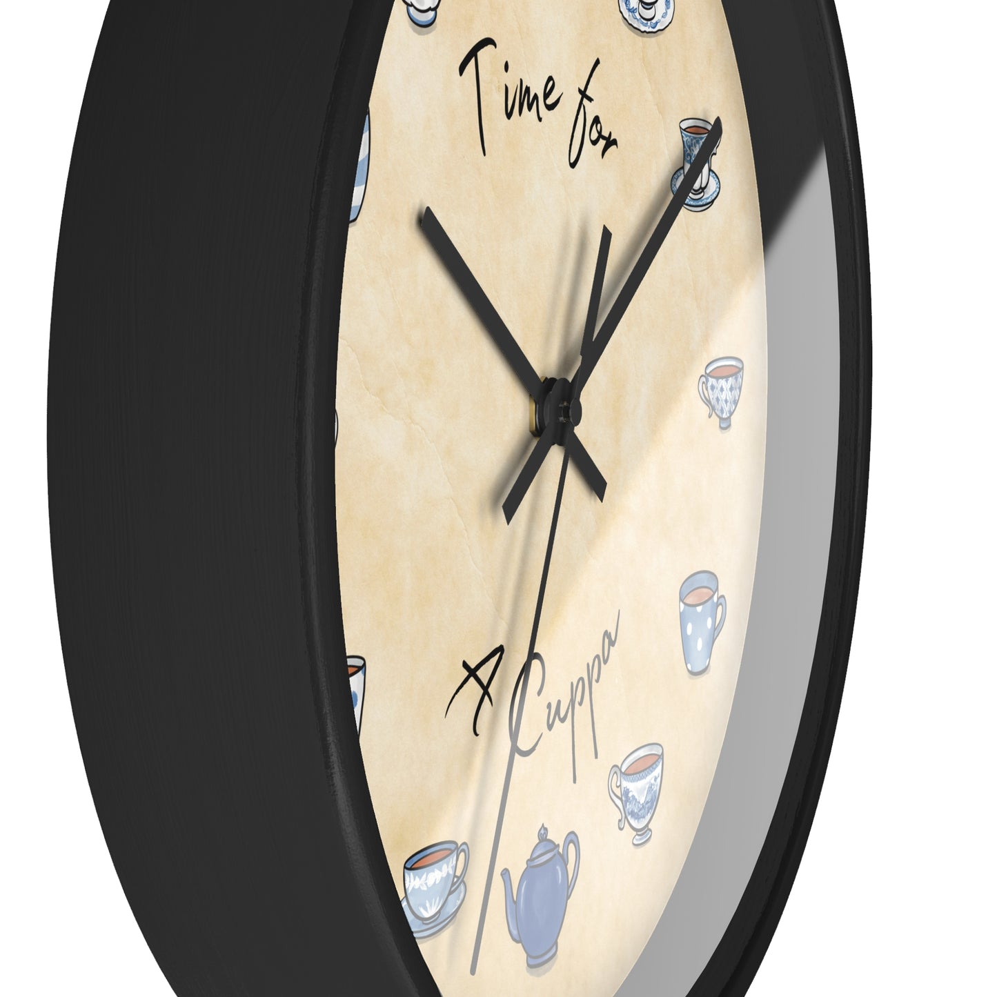 Time for a Cuppa Blue and White Teacups Wall Clock