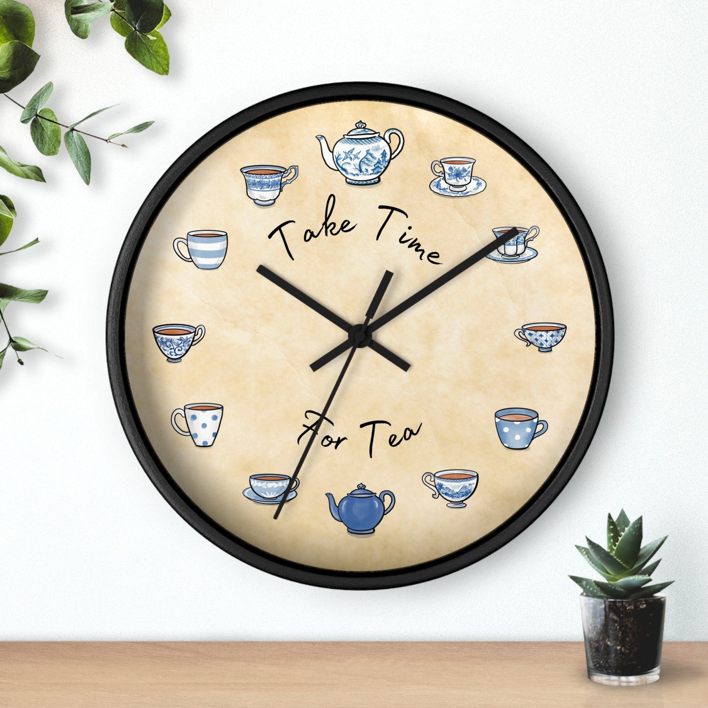 Take Time for Tea Blue Teacups Wall Clock