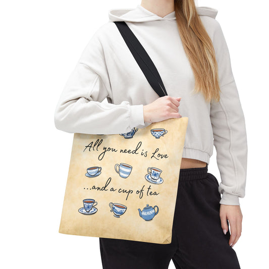 Love and Tea Blue and White Tote