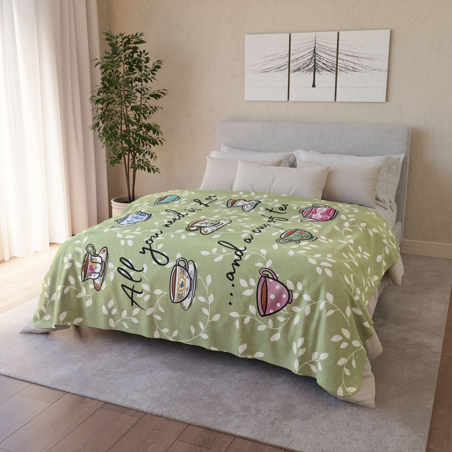 Love and Tea Cozy Fleece Sherpa Blanket