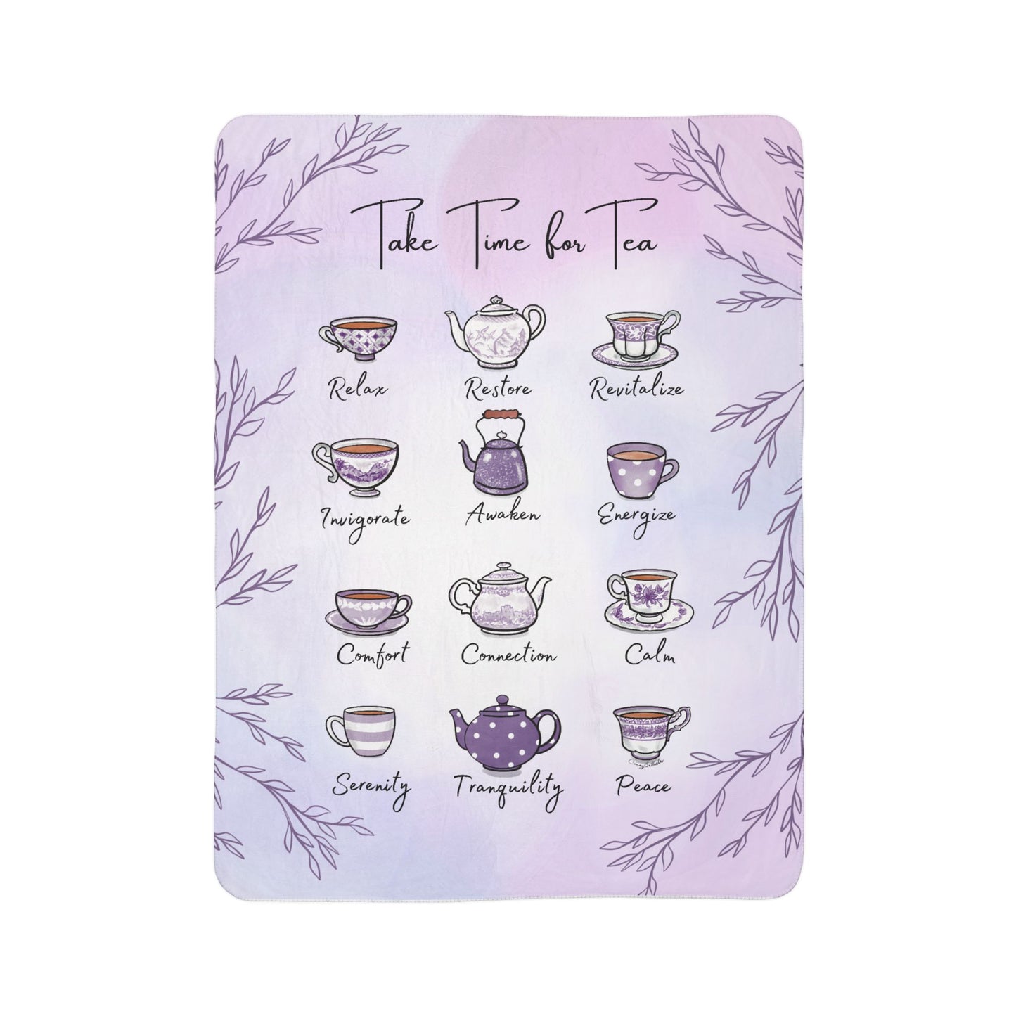 Lilac Tea Emotions Cozy Fleece Sherpa Blanket