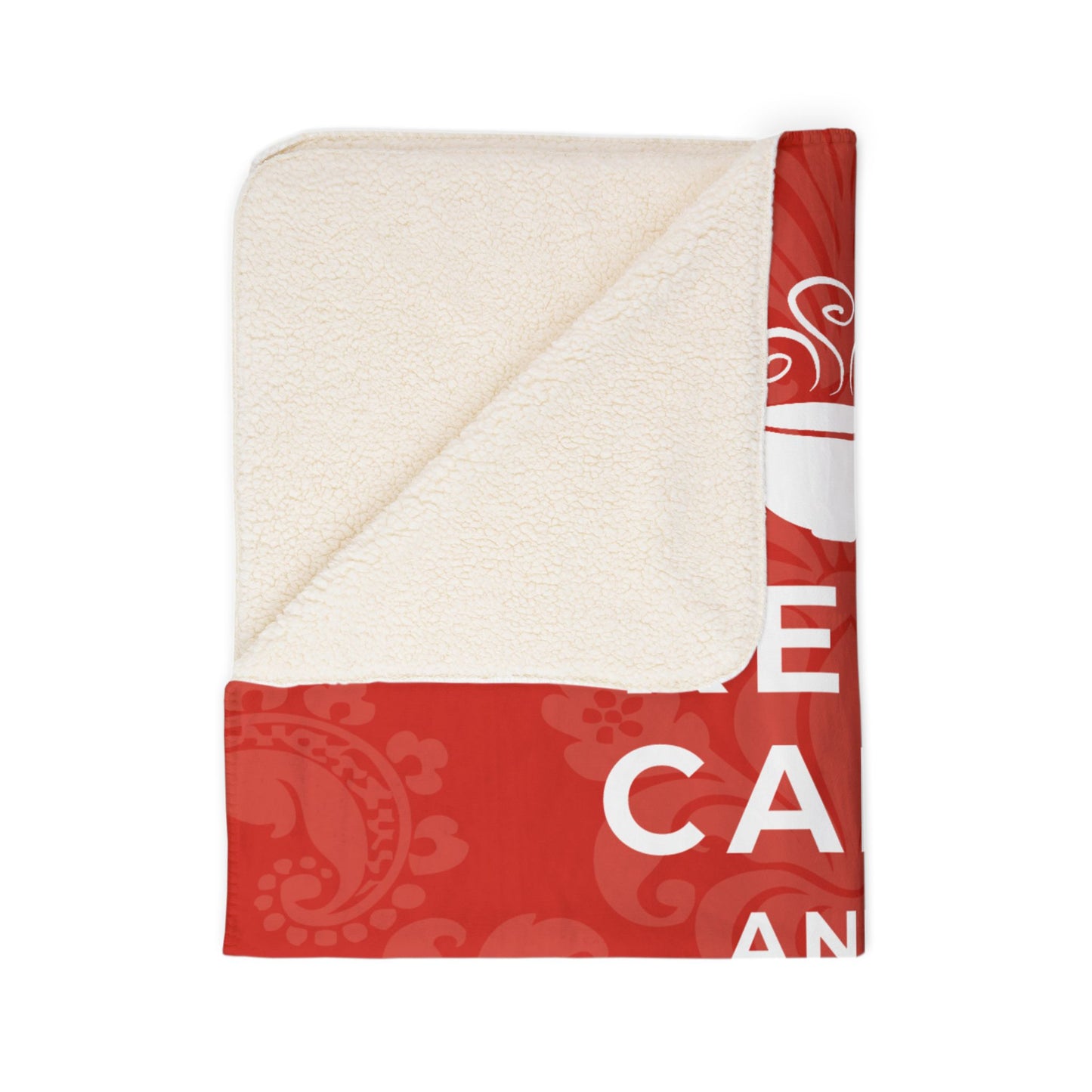 Keep Calm Red Cozy Fleece Sherpa Blanket
