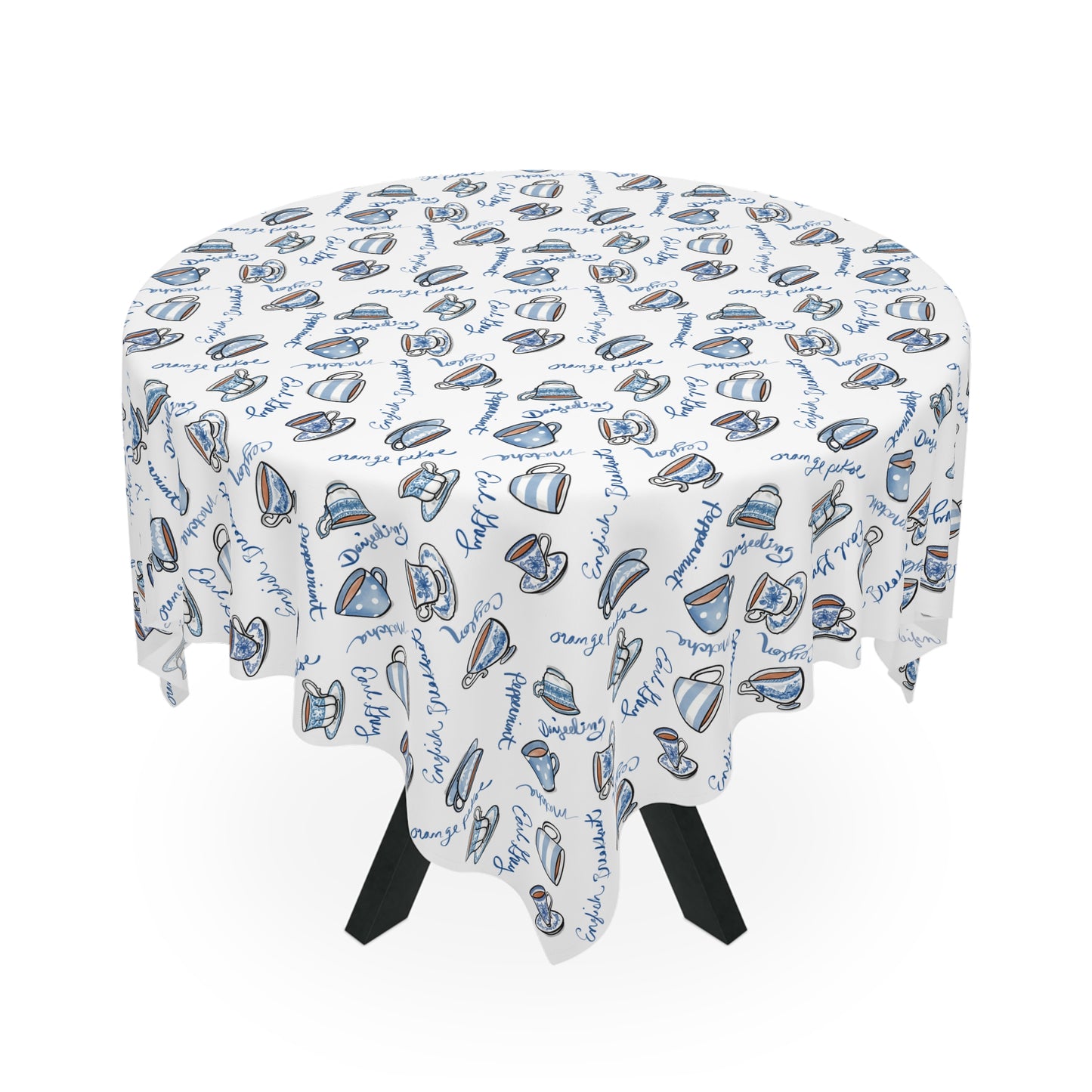 Blue and White Teacup Tablecloth