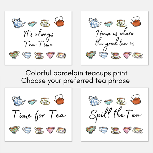 Colorful Porcelain Teacups Print