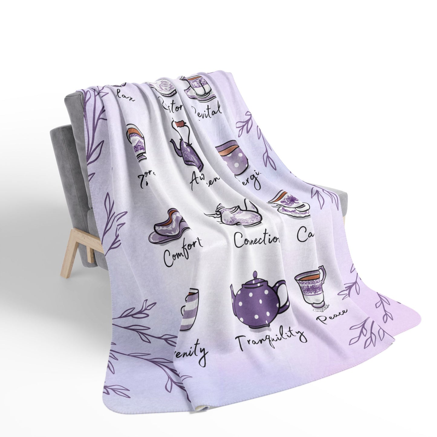 Lilac Tea Emotions Cozy Fleece Sherpa Blanket