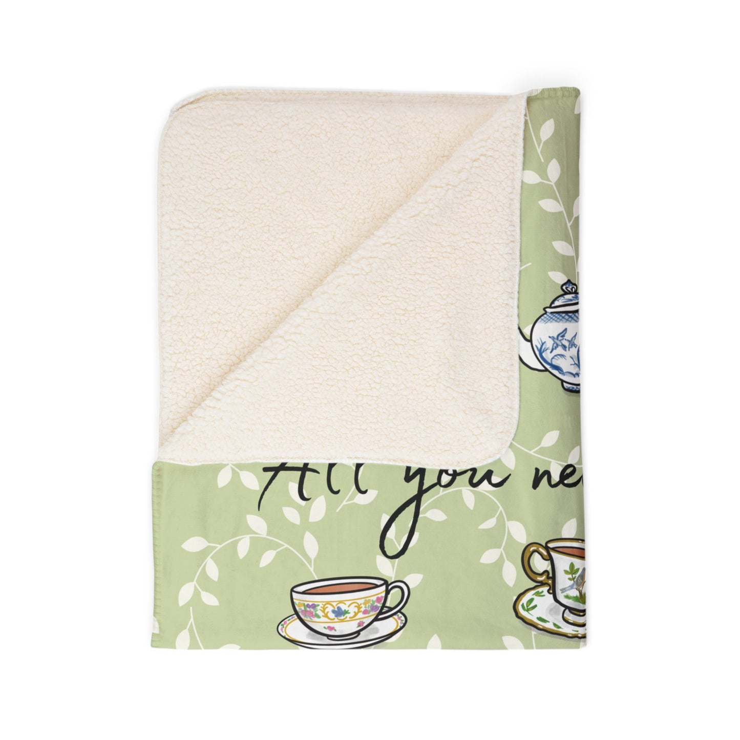 Love and  Tea Cozy Fleece Sherpa Blanket