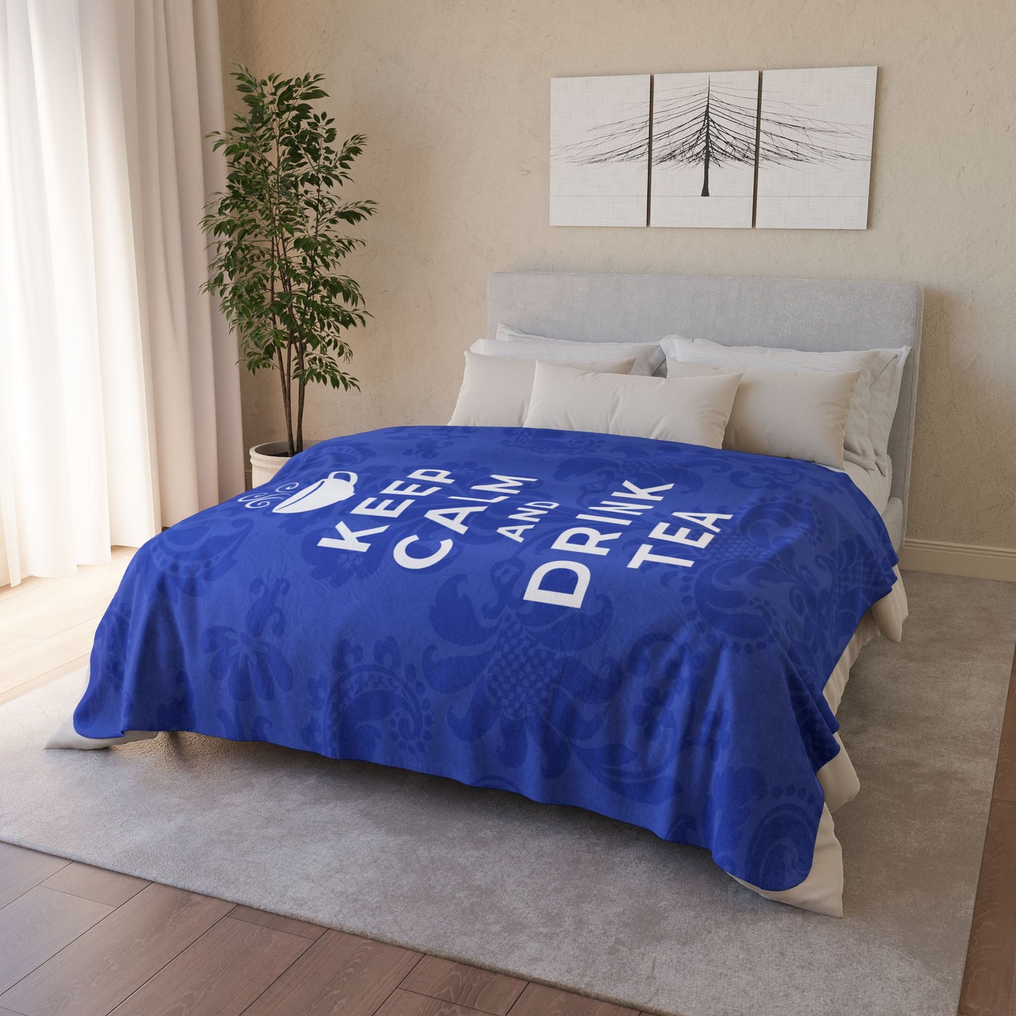Keep Calm Blue Cozy Fleece Sherpa Blanket