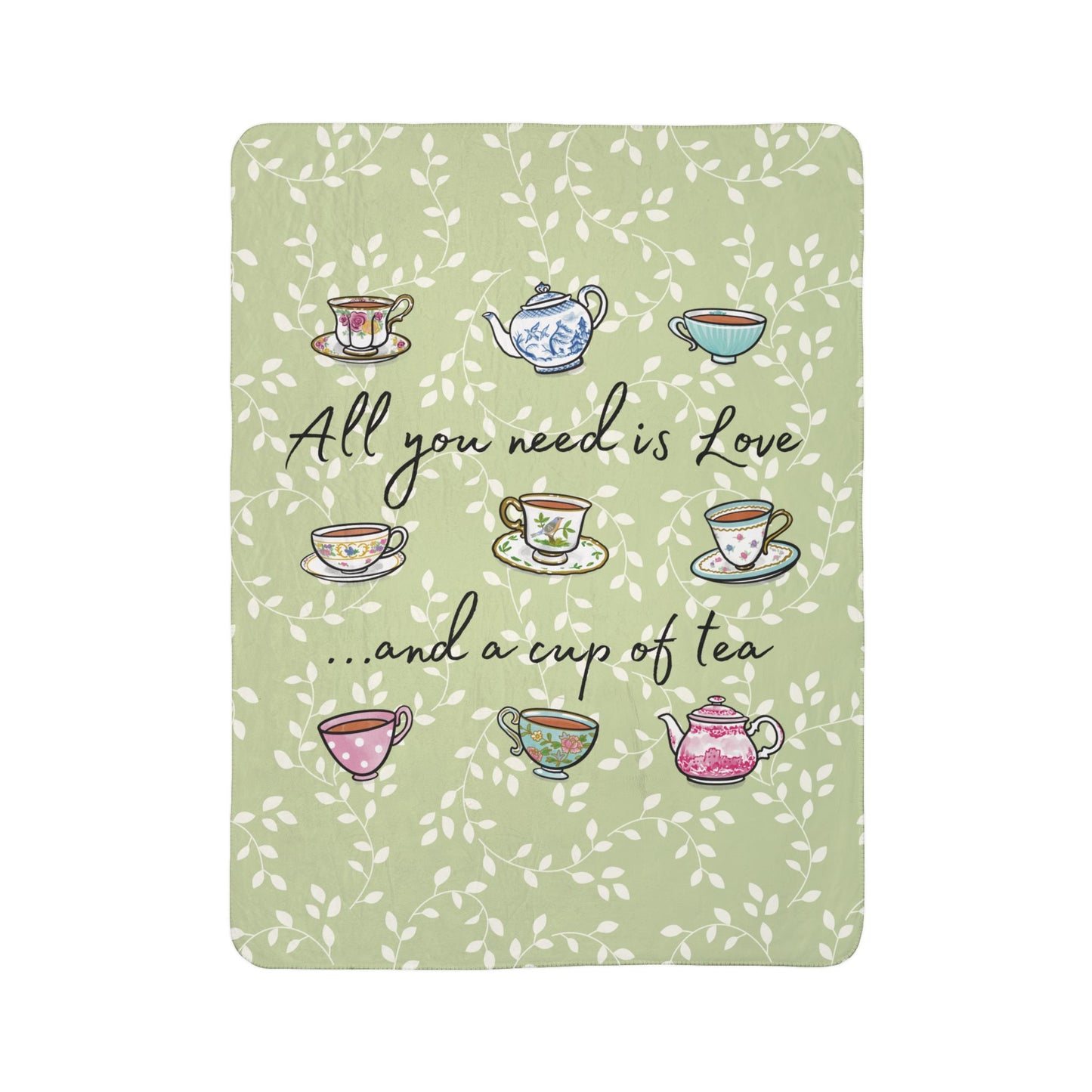 Love and  Tea Cozy Fleece Sherpa Blanket