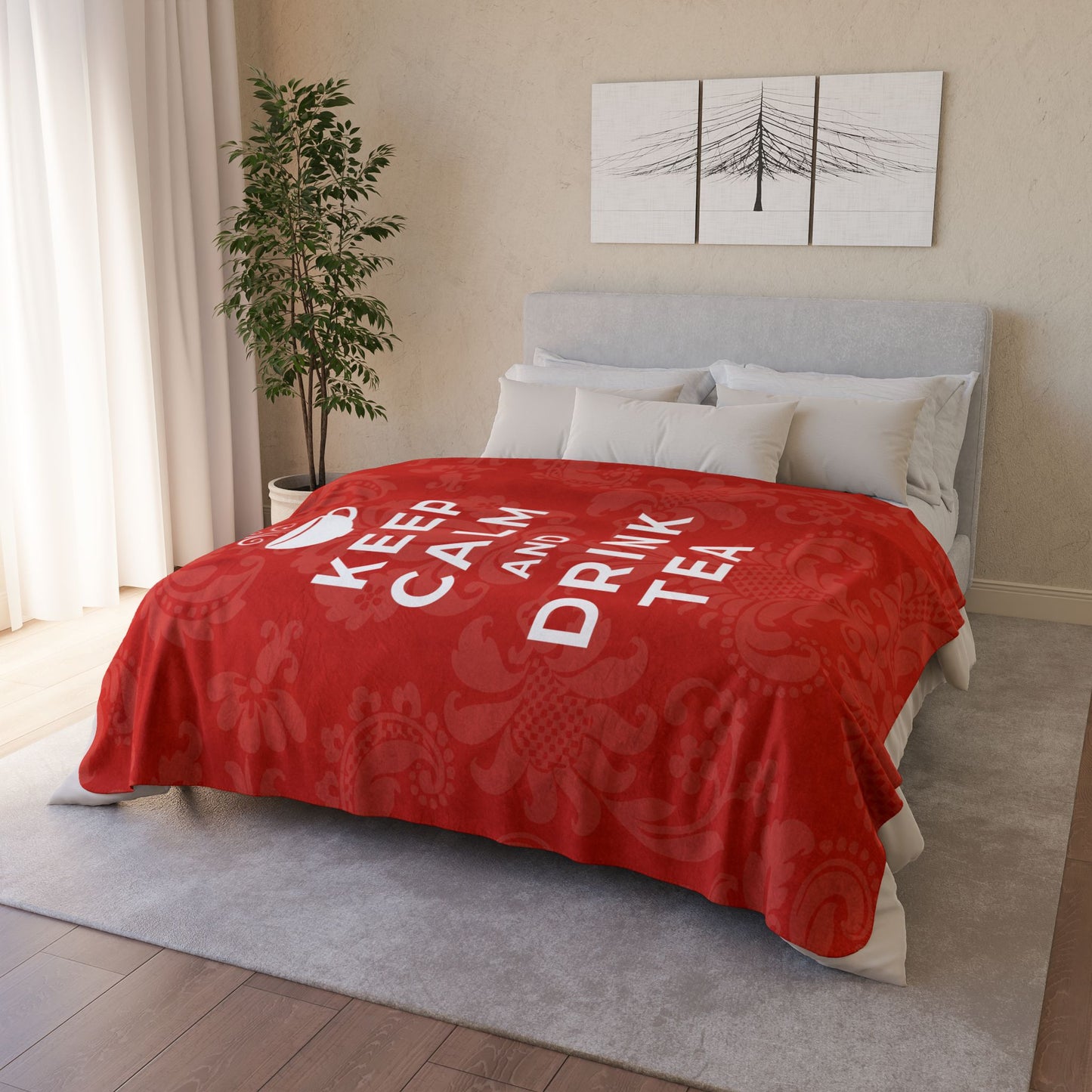 Keep Calm Red Cozy Fleece Sherpa Blanket