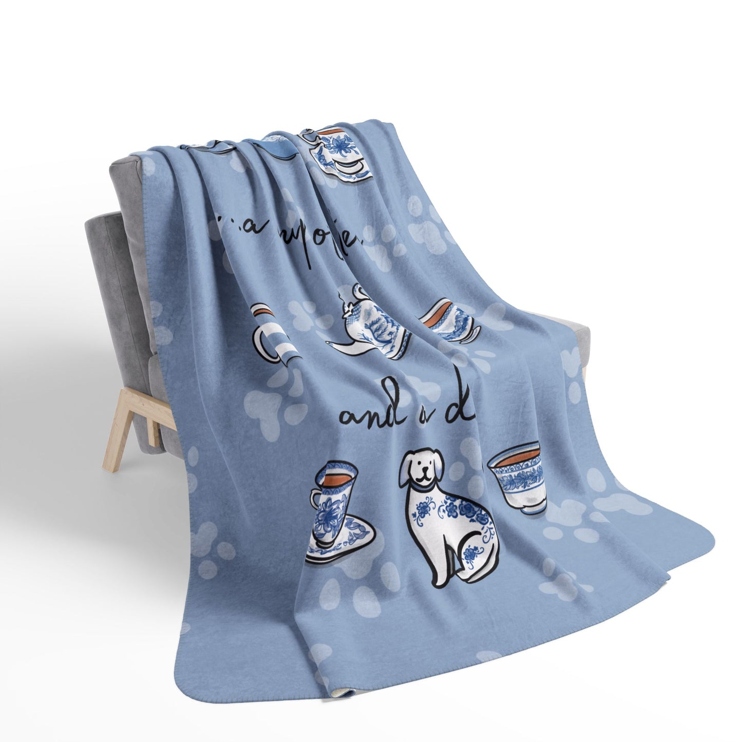 Love, Tea and Dog Cozy Fleece Sherpa Blanket