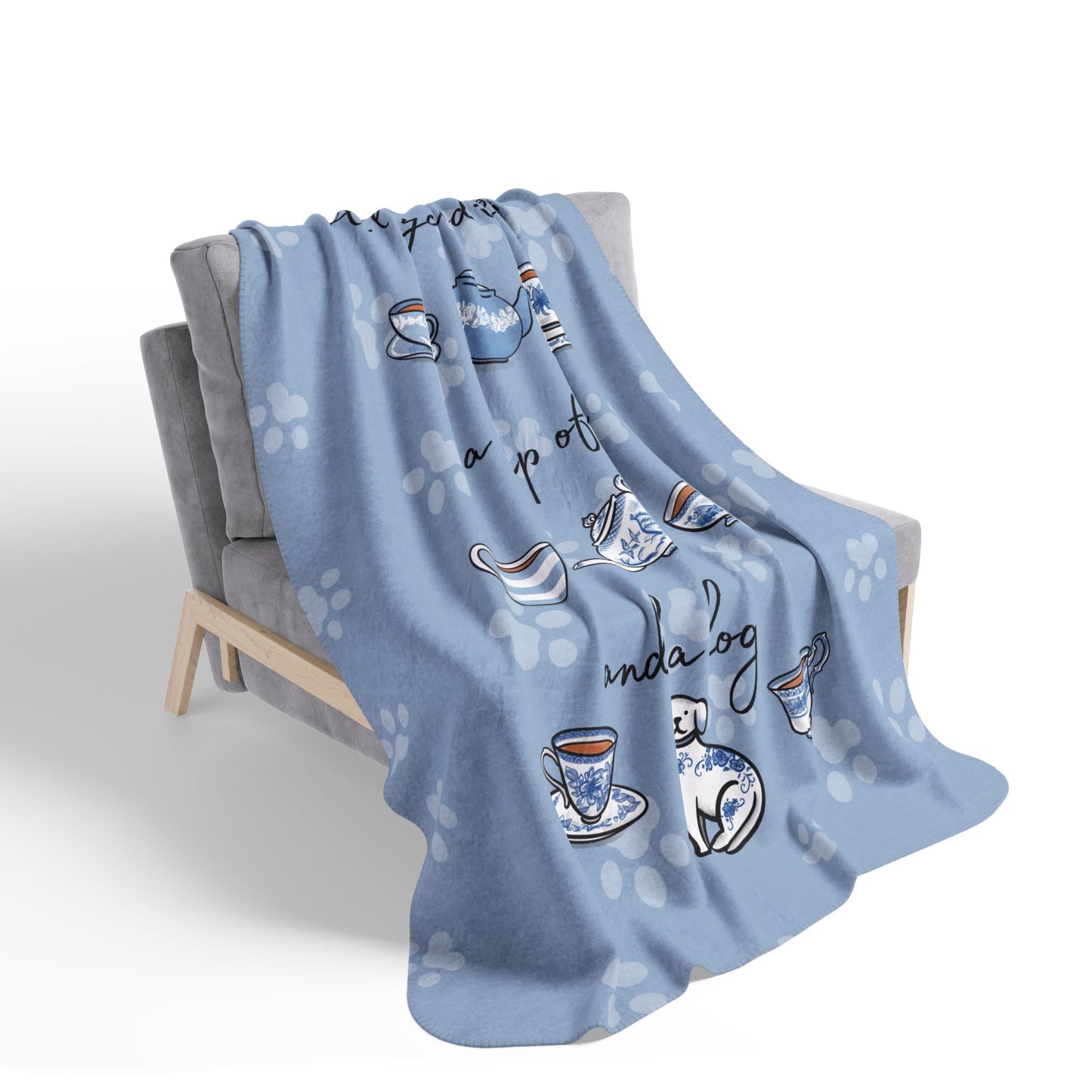 Love, Tea and Dog Cozy Fleece Sherpa Blanket