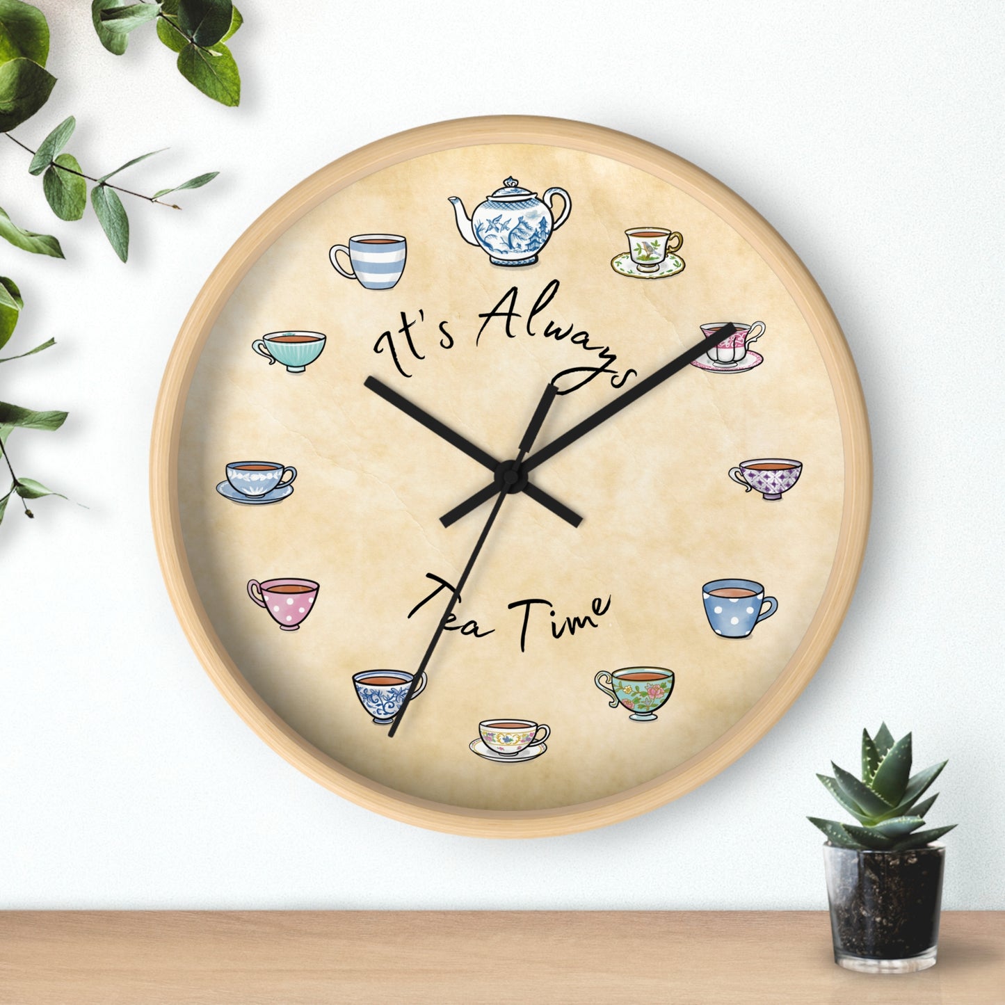 Always Tea Time Multi Color Teacup Wall Clock
