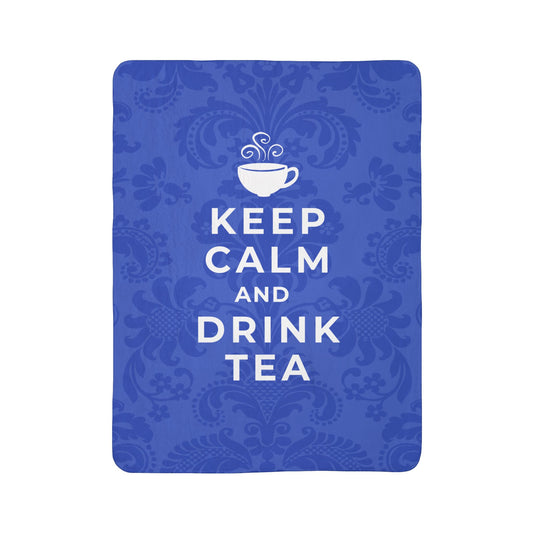 Keep Calm Blue Cozy Fleece Sherpa Blanket