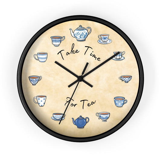 Take Time for Tea Blue Teacups Wall Clock