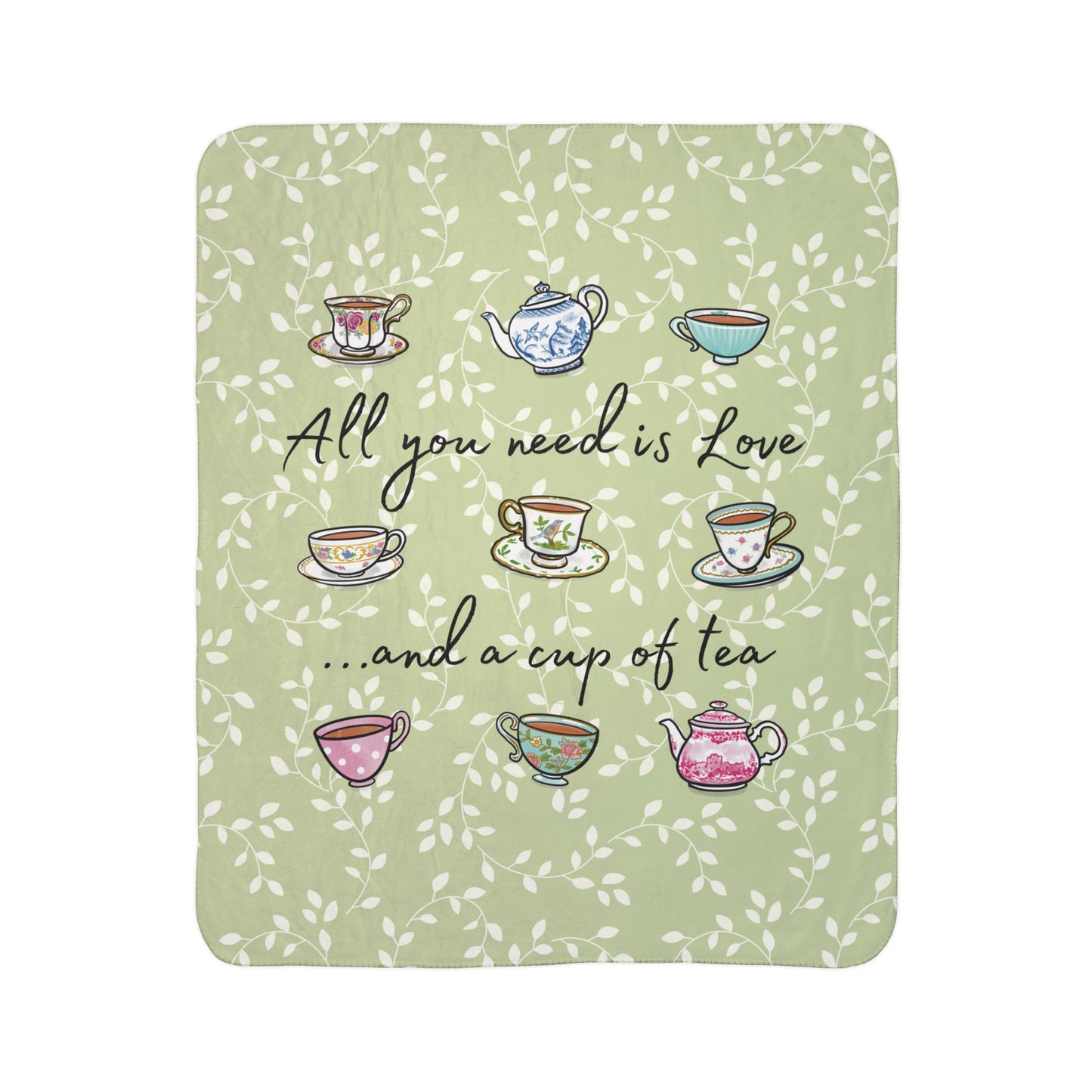 Love and  Tea Cozy Fleece Sherpa Blanket