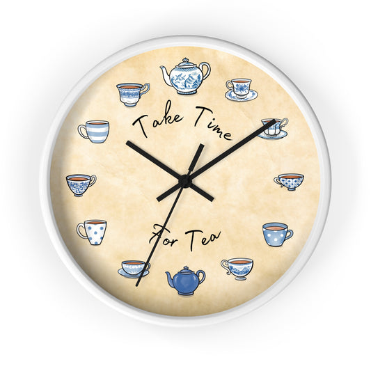 Take Time for Tea Blue Teacups Clock