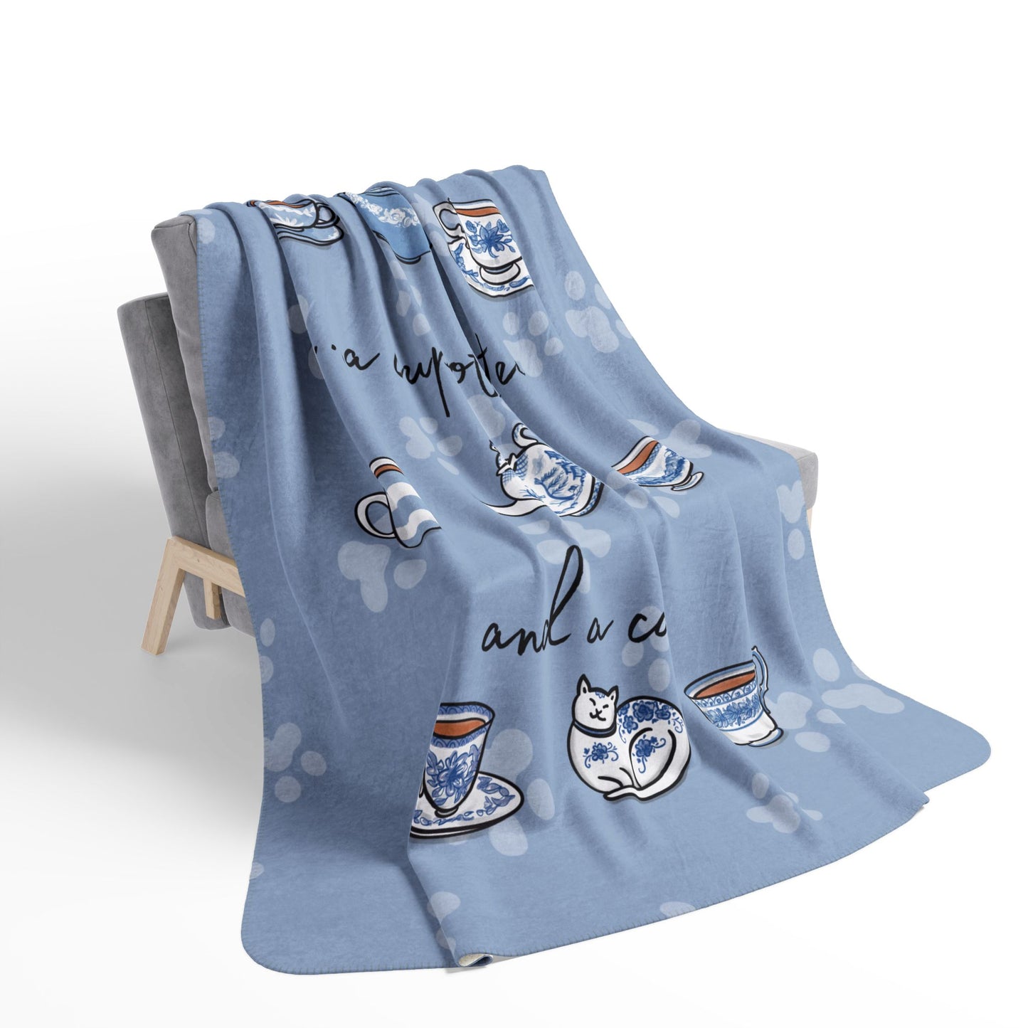 Love, Tea and Cat Cozy Fleece Sherpa Blanket