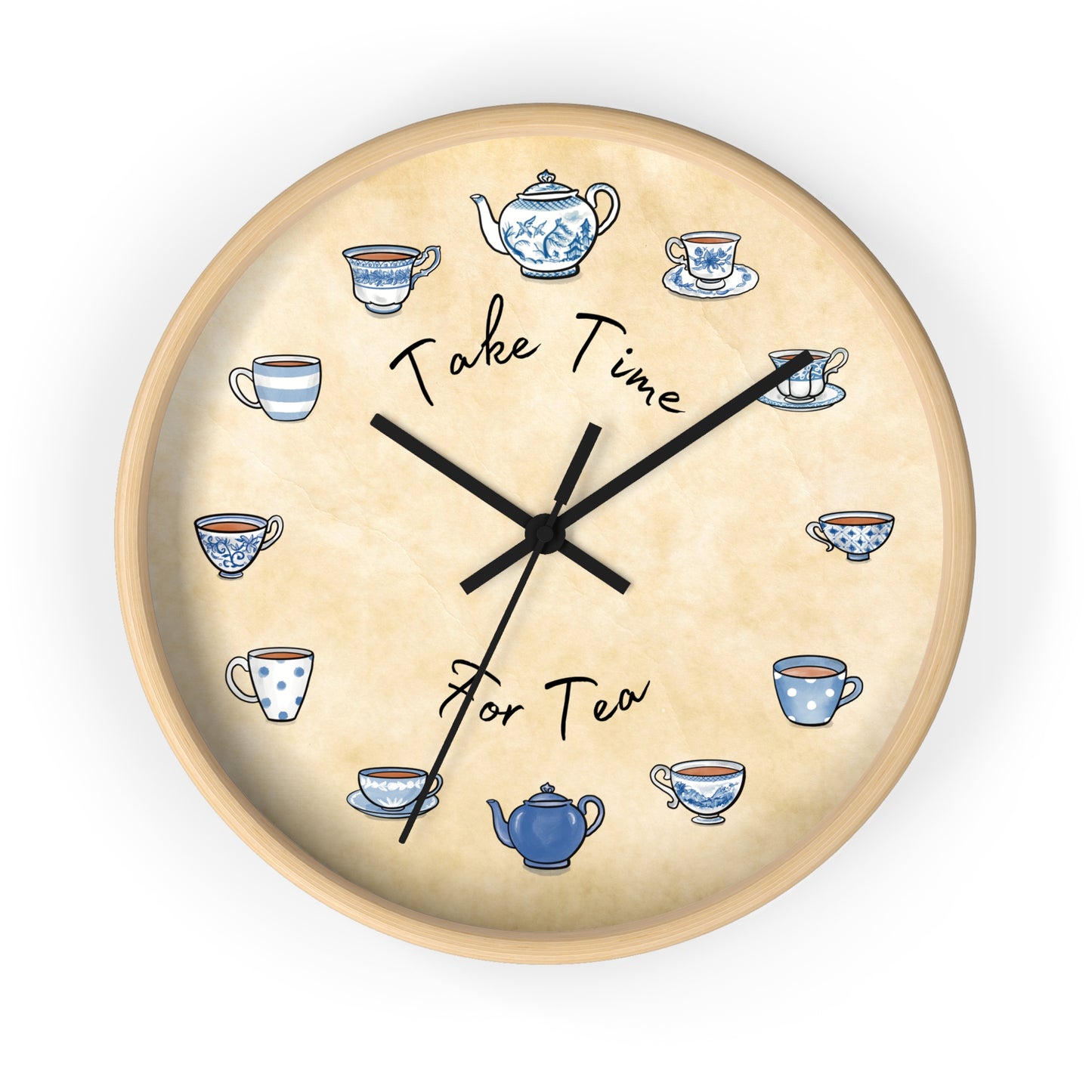 Take Time for Tea Blue Teacups Wall Clock