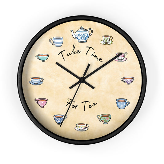 Take Time for Tea Multi Color Teacups Wall Clock
