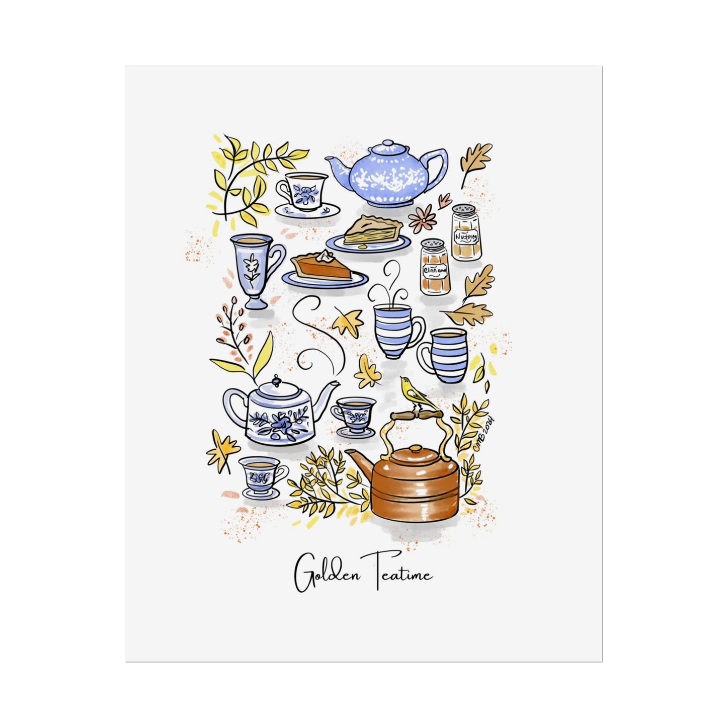 Golden Teatime Wall Art