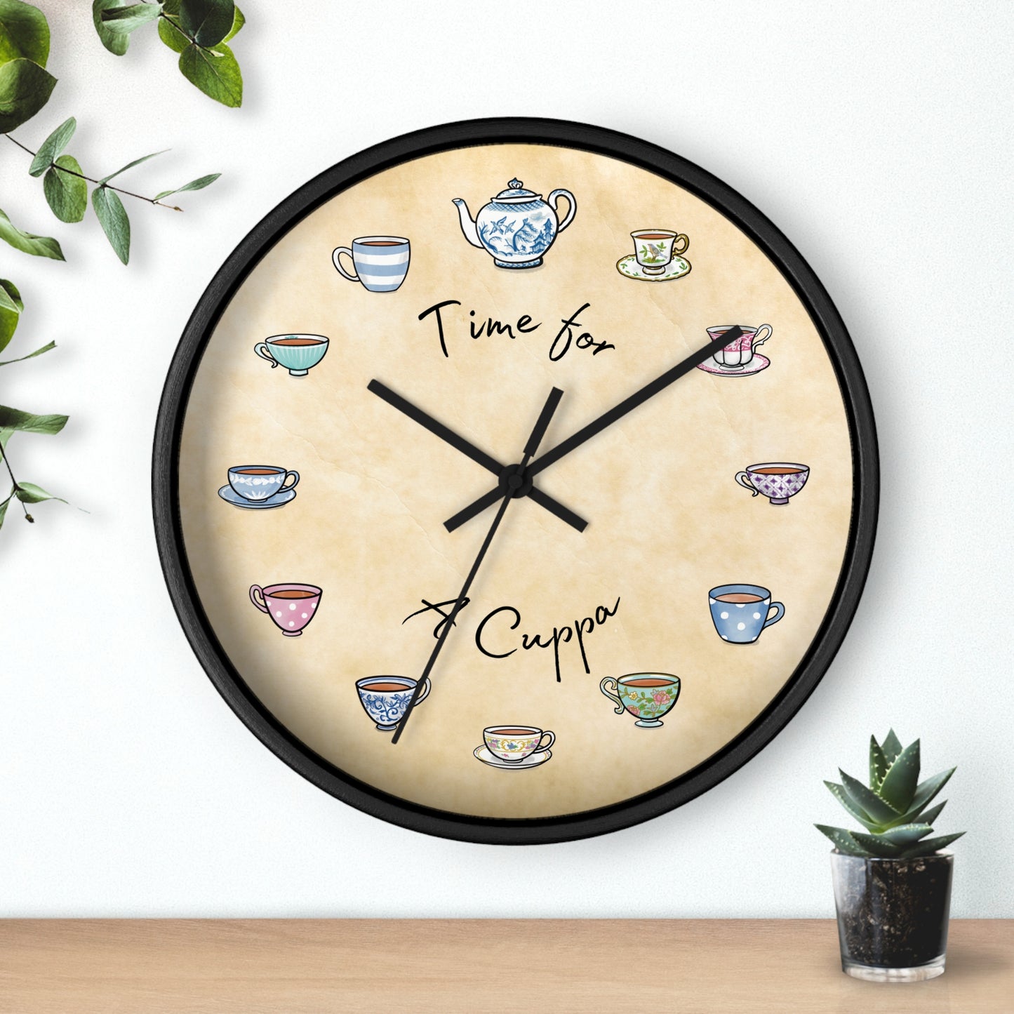 Time for a Cuppa Multi Color Teacups Wall Clock