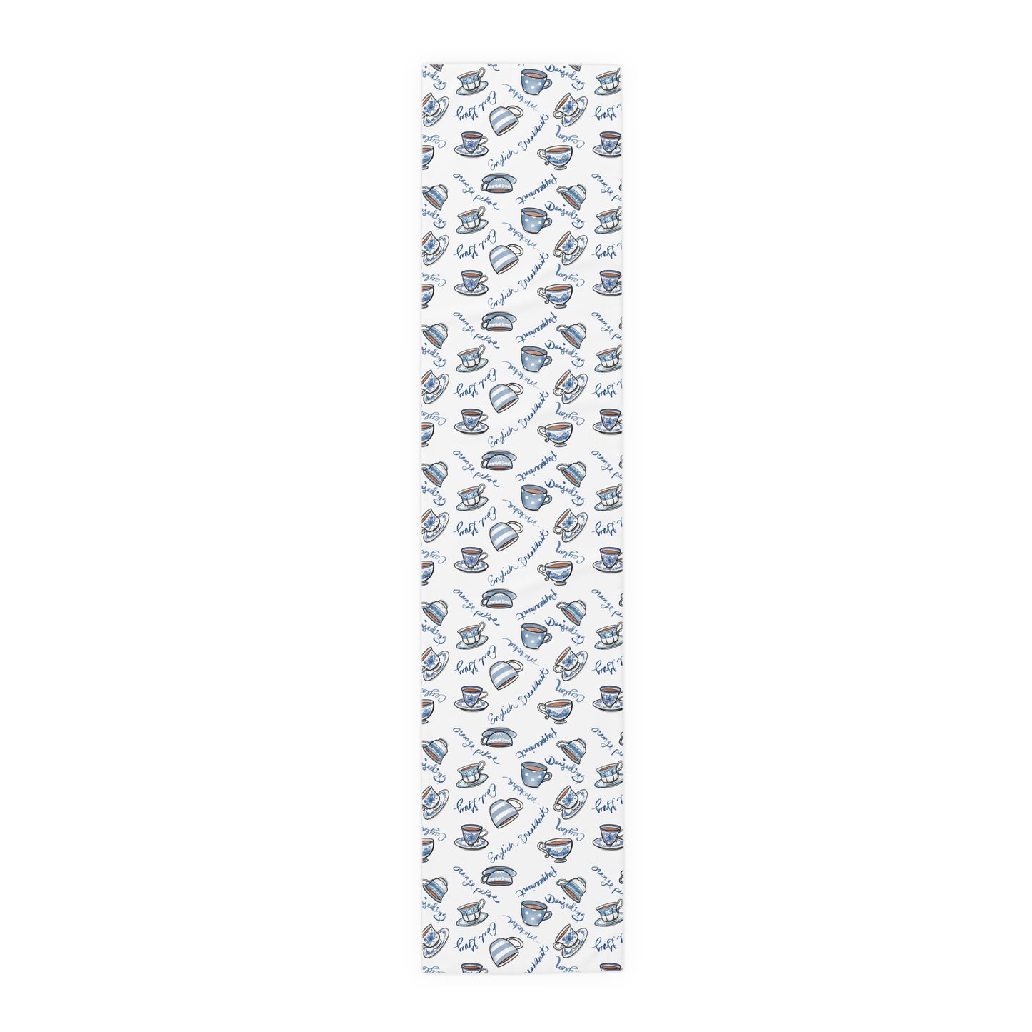 Blue and White Teacups Table Runner