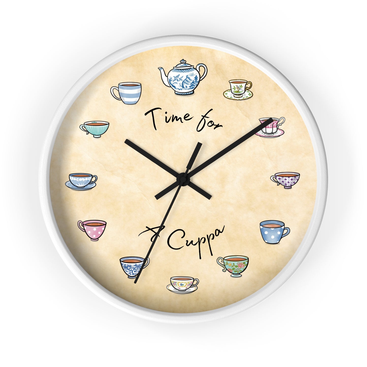 Time for a Cuppa Multi Color Teacups Wall Clock