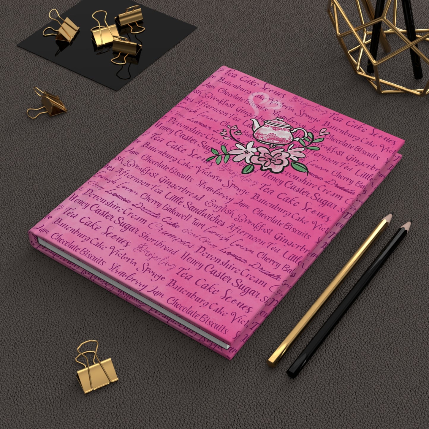 Pink Teapot Hard Cover Journal