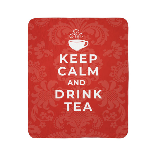 Keep Calm Red Cozy Fleece Sherpa Blanket