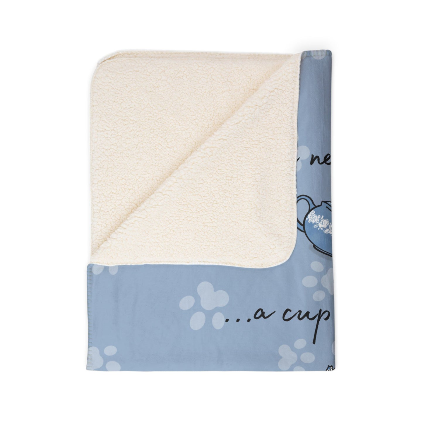 Love, Tea and Cat Cozy Fleece Sherpa Blanket