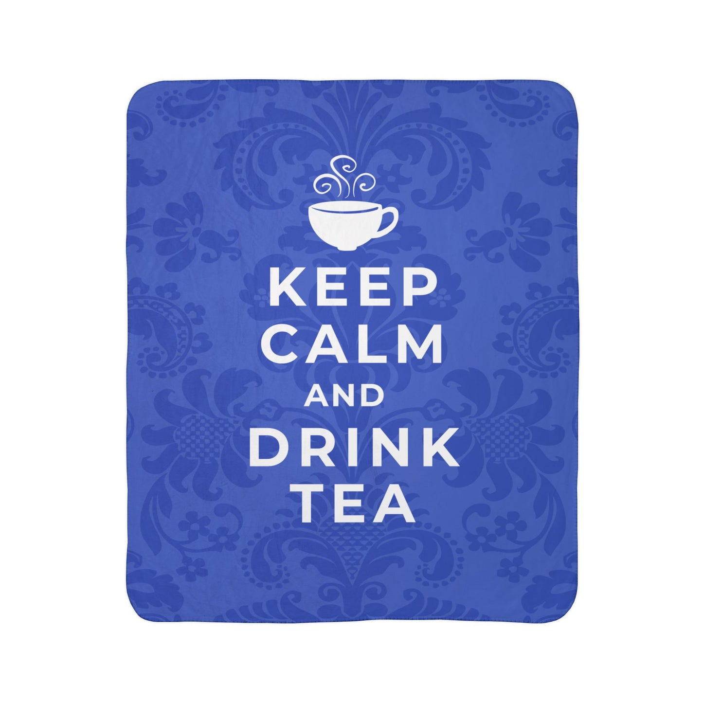 Keep Calm Blue Cozy Fleece Sherpa Blanket