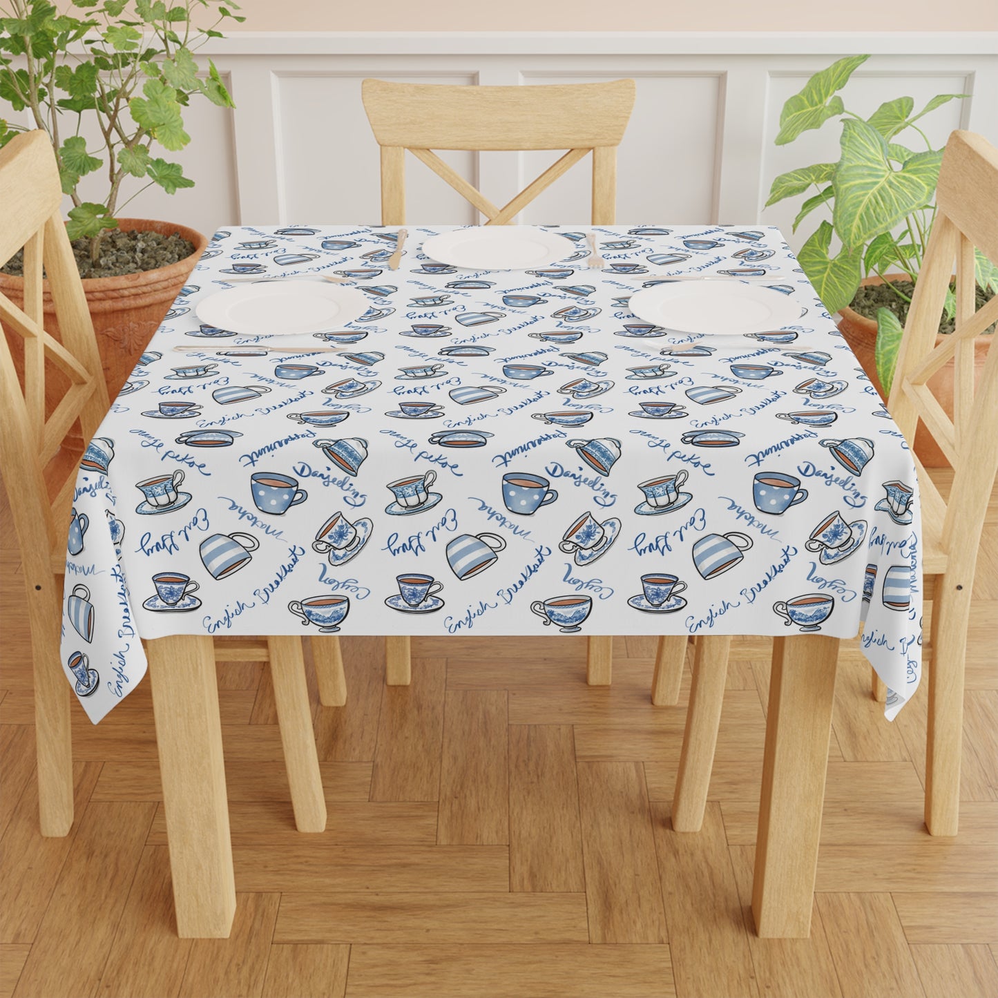 Blue and White Teacup Tablecloth