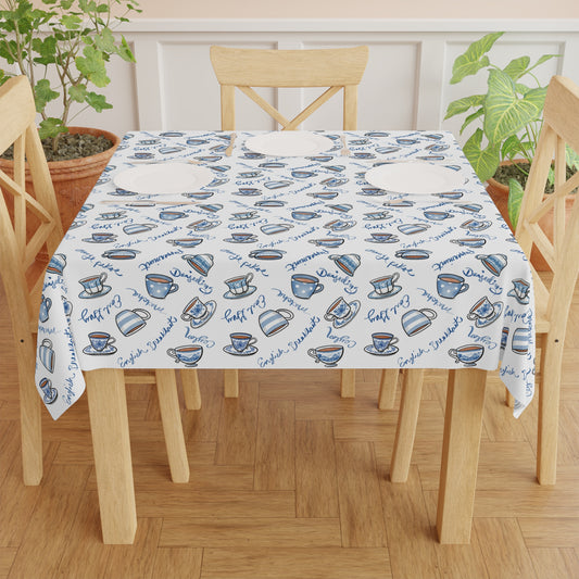 Blue and White Teacup Tablecloth