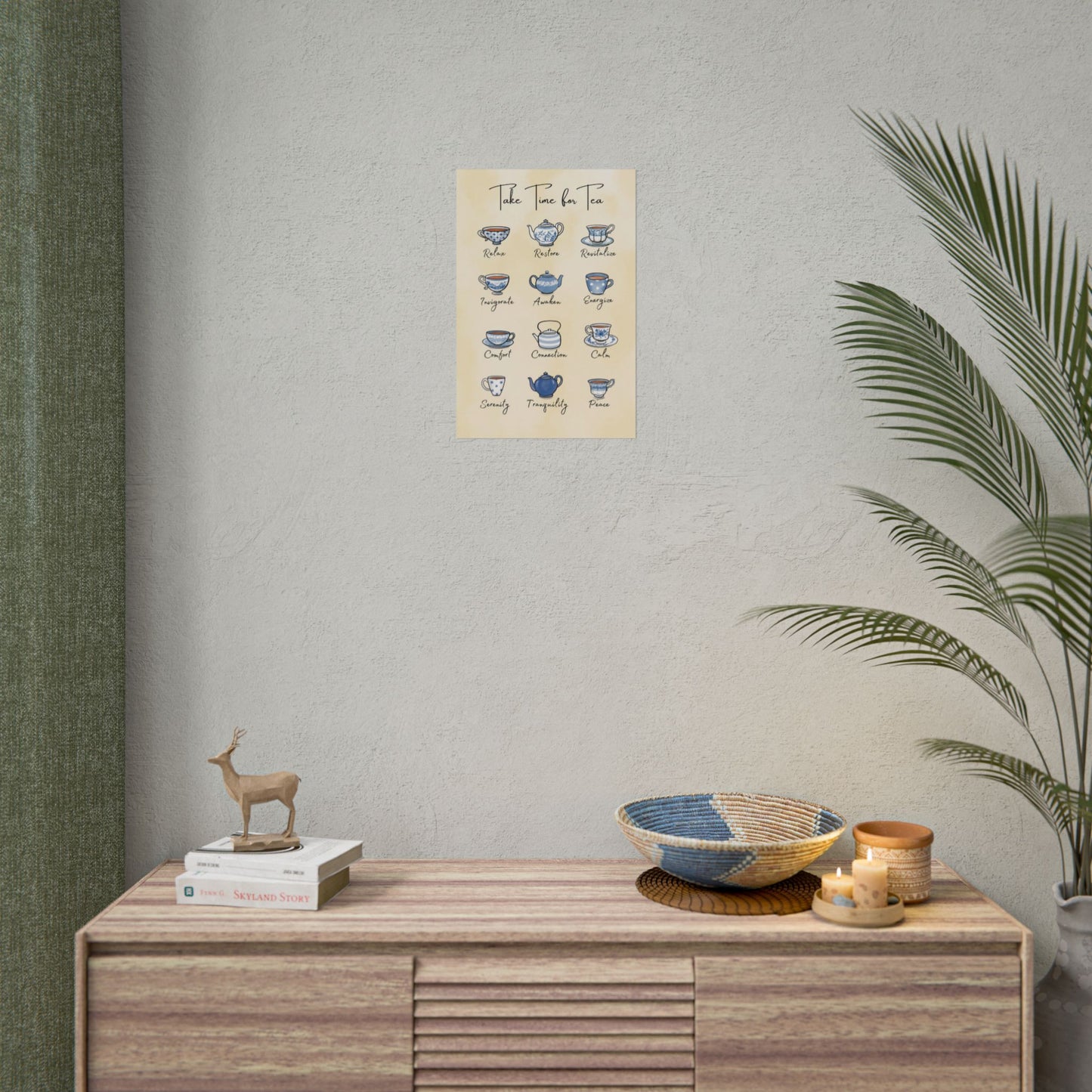 Blue and White Tea Emotions Poster