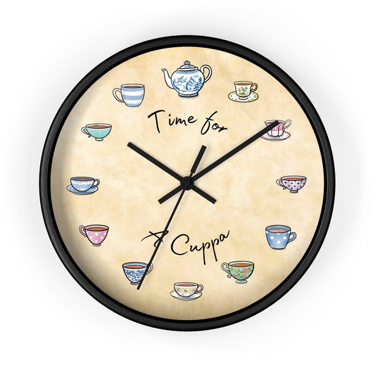 Time for a Cuppa Multi Color Teacups Wall Clock