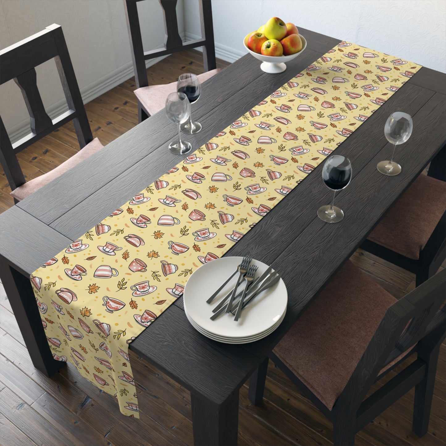 Autumn Teacups Table Runner
