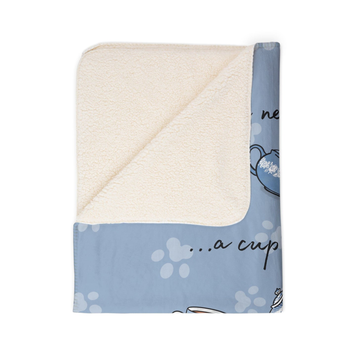 Love, Tea and Dog Cozy Fleece Sherpa Blanket